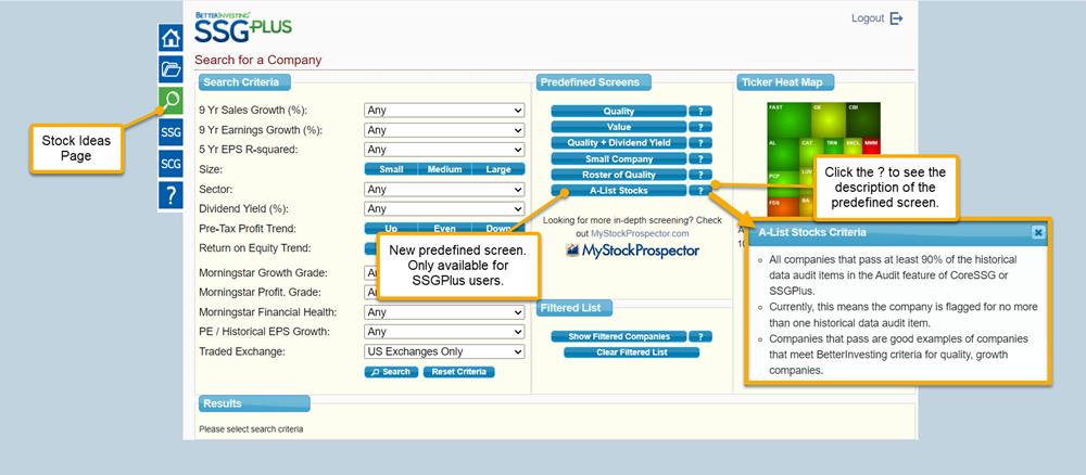 a-list stock screen screenshot